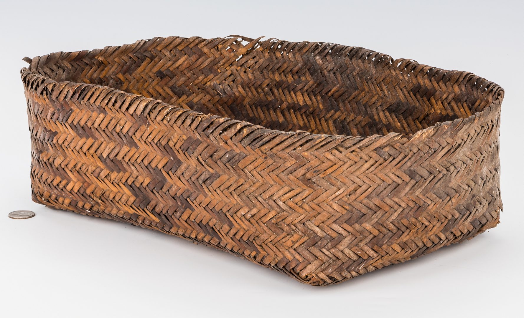 Lot 670: 19th Cent. Cherokee Double Weave Basket