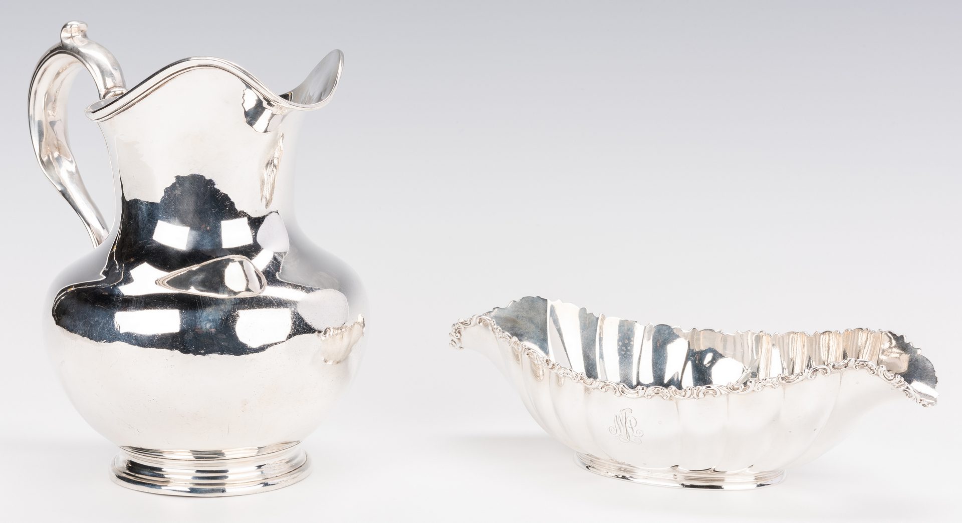 Lot 696: Whiting Sterling Pitcher & Gorham Bowl, 2 items