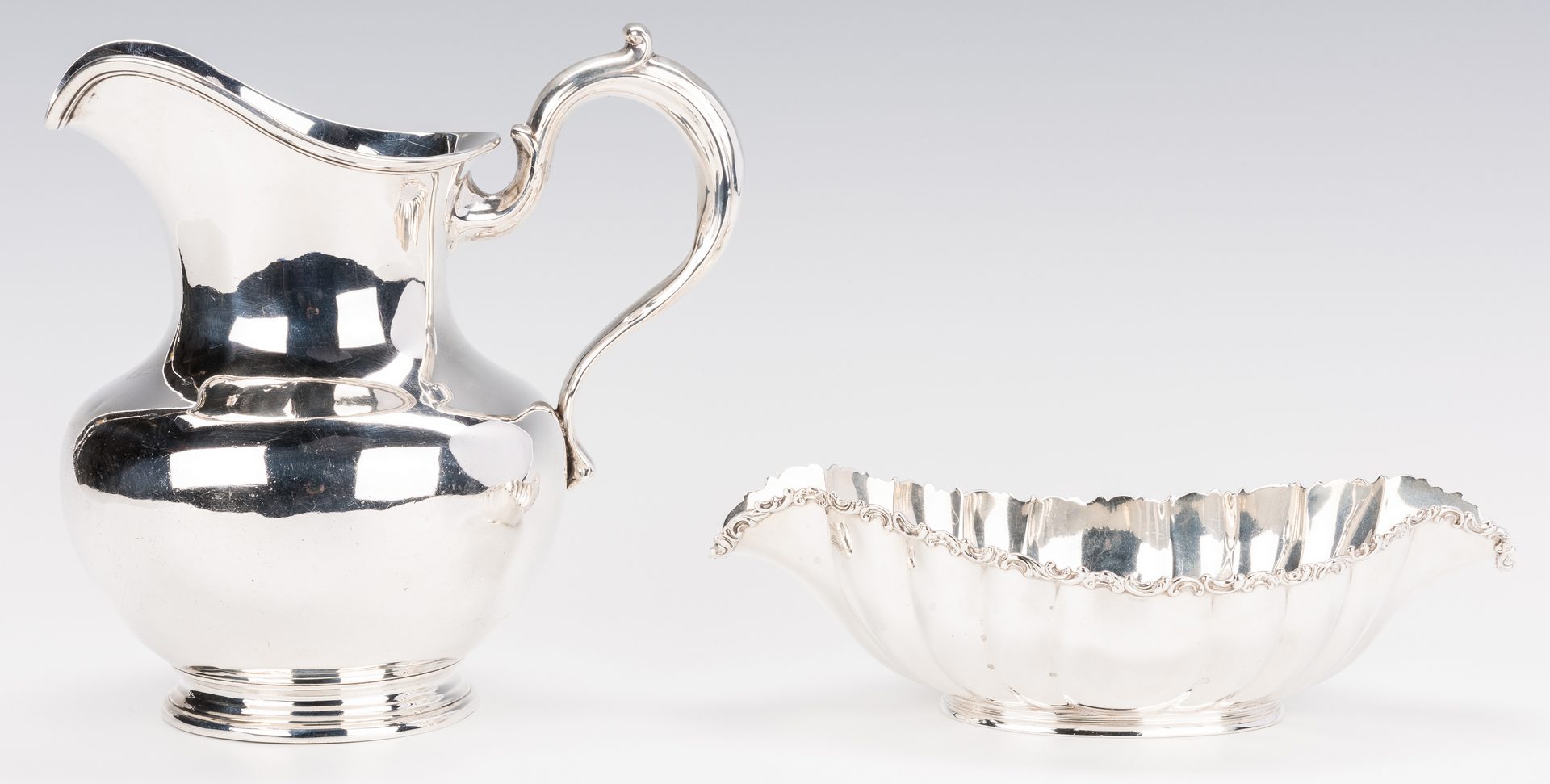 Lot 696: Whiting Sterling Pitcher & Gorham Bowl, 2 items