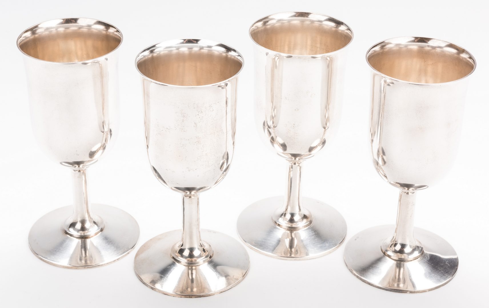 Lot 711: Set 4 German Silver Goblets and Dish
