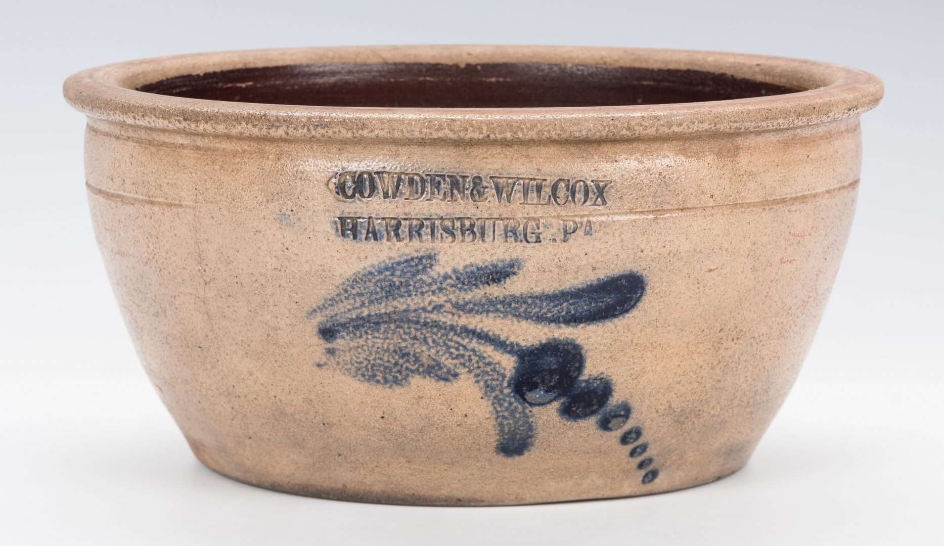 Lot 736: PA Stoneware Pottery Bowl, Cowden & Wilcox