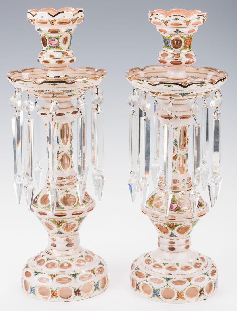 Lot 745: Pr. Victorian Art Glass Mantle Lusters