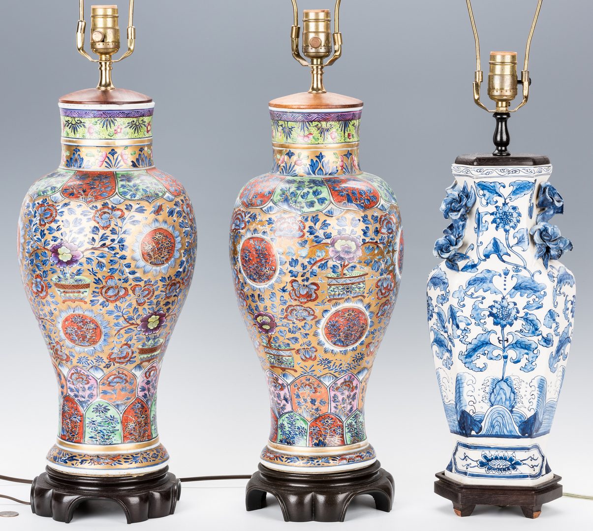 Lot 757: 3 Chinese Porcelain Lamps