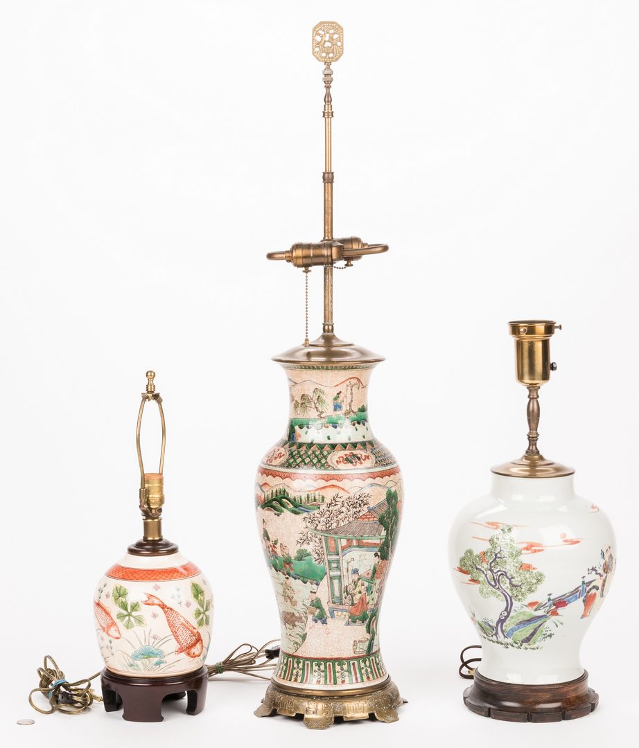 Lot 758: 3 Chinese Ginger Jar Lamps