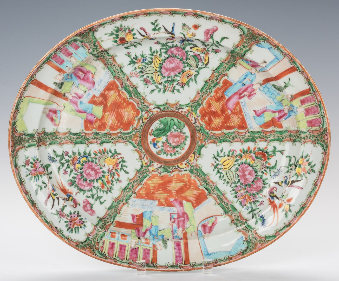 Lot 760: Large Chinese Rose Medallion Platter & Covered Tureen