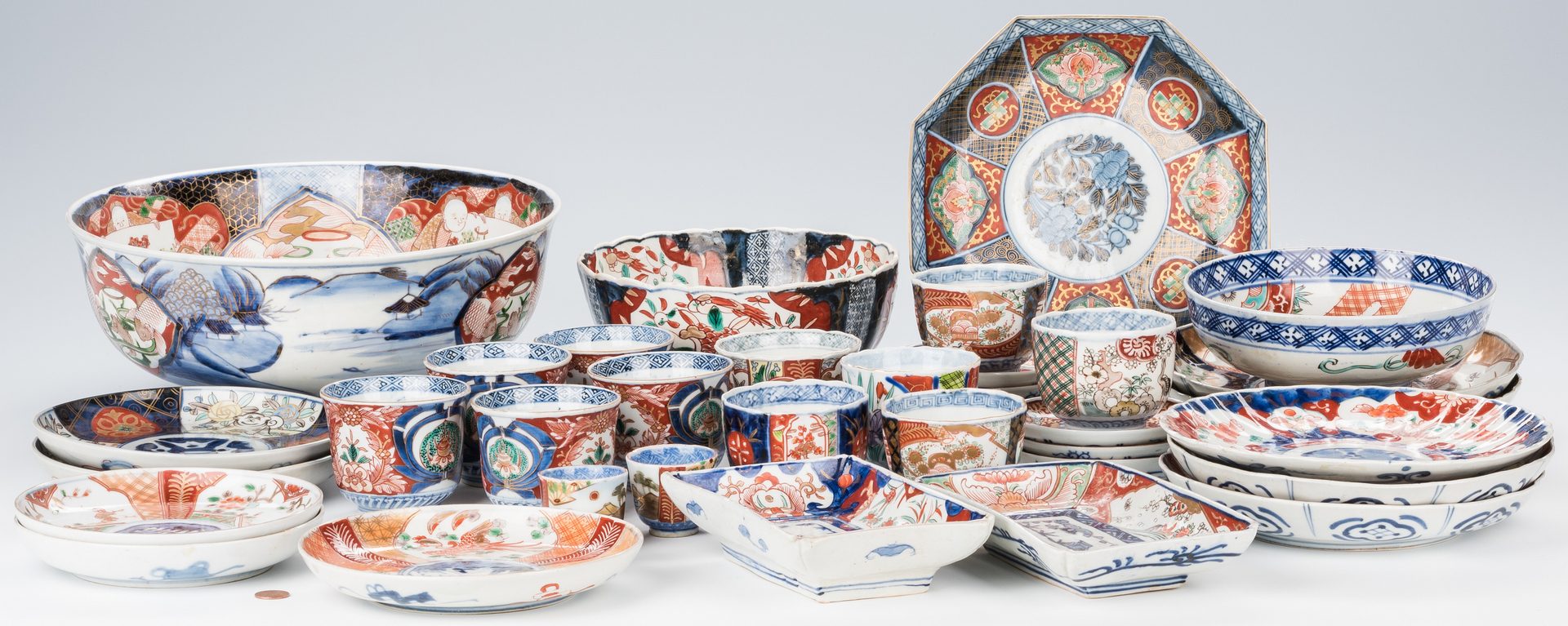 Lot 763: Group of 36 Japanese Imari or Arita Porcelain Pcs