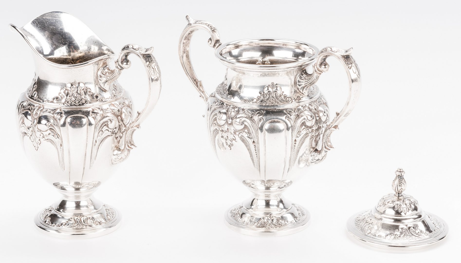 Lot 77: Fisher Victoria 5-piece Sterling Tea Set with tray