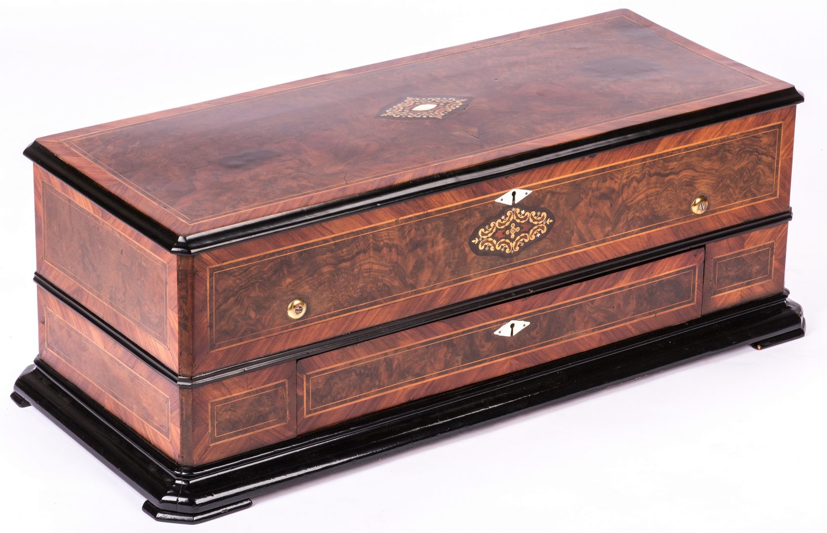 Lot 790: Swiss Marquetry Cylinder Music Box