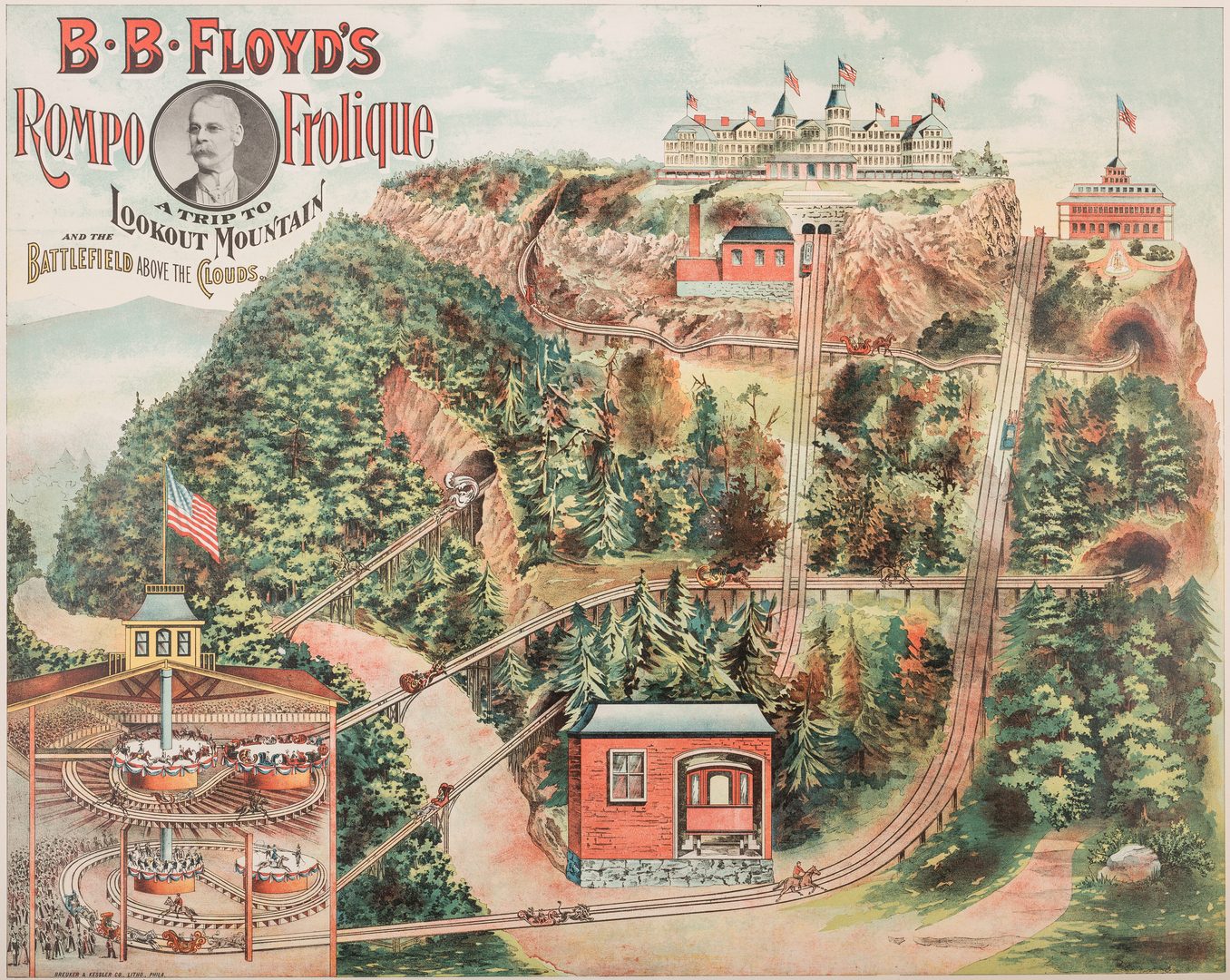 Lot 806: "Rompo Frolique Lookout Mountain" Chromolithograph Poster
