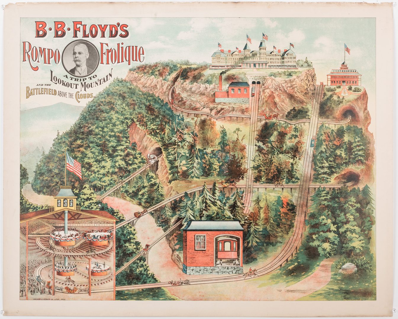 Lot 806: "Rompo Frolique Lookout Mountain" Chromolithograph Poster