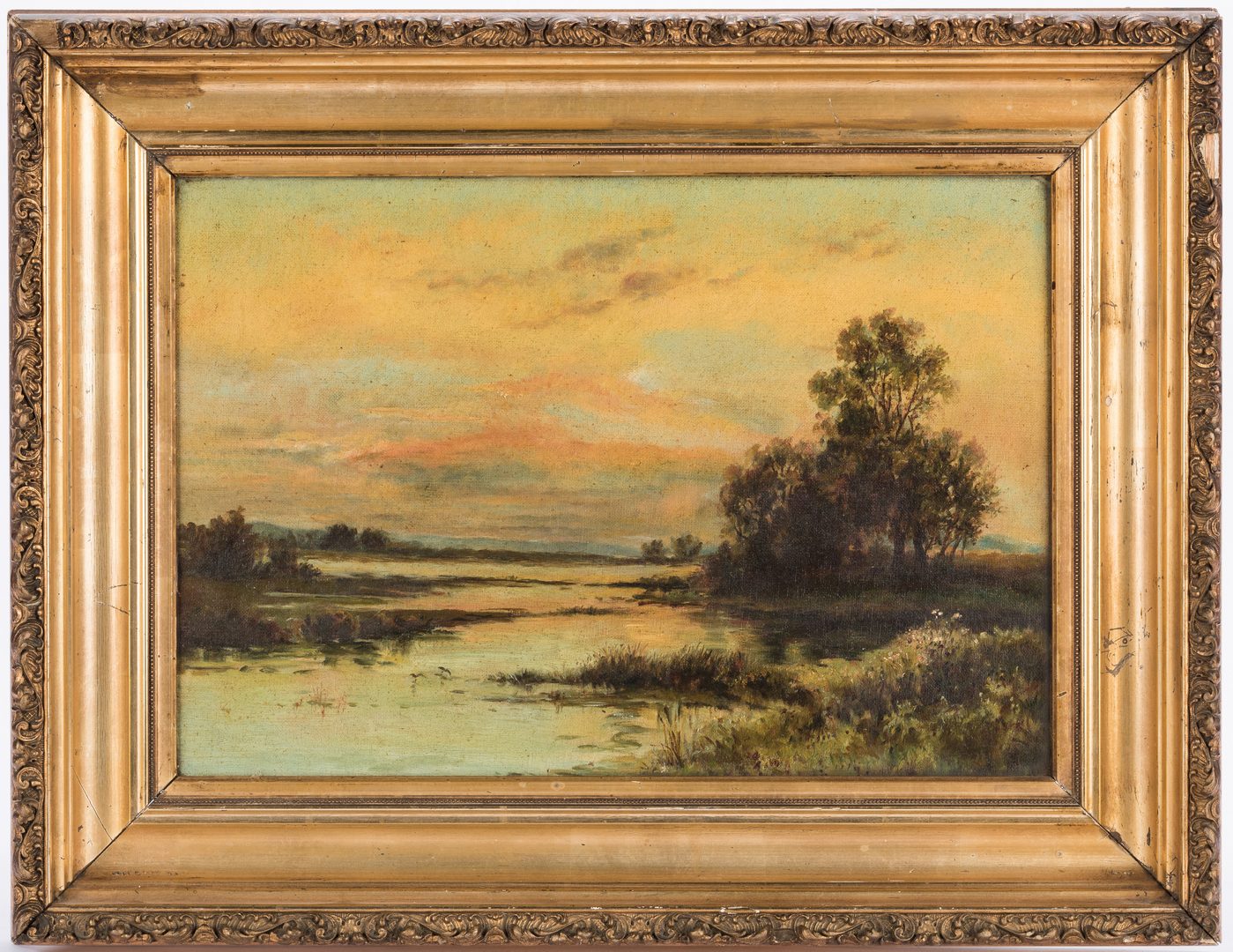 Lot 808: 3 small Landscapes in giltwood frames