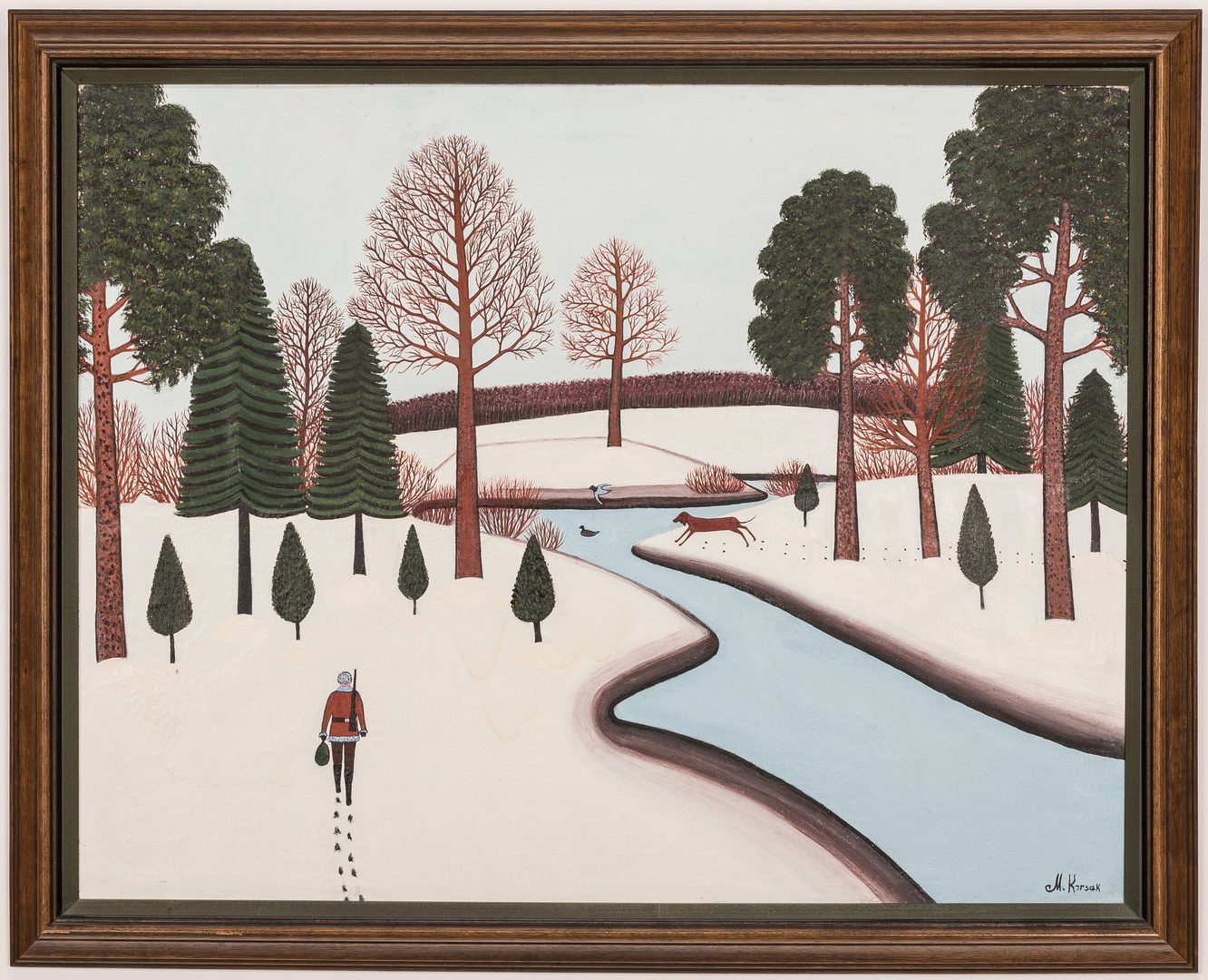 Lot 812: M. Korsak Painting – Winter Landscape
