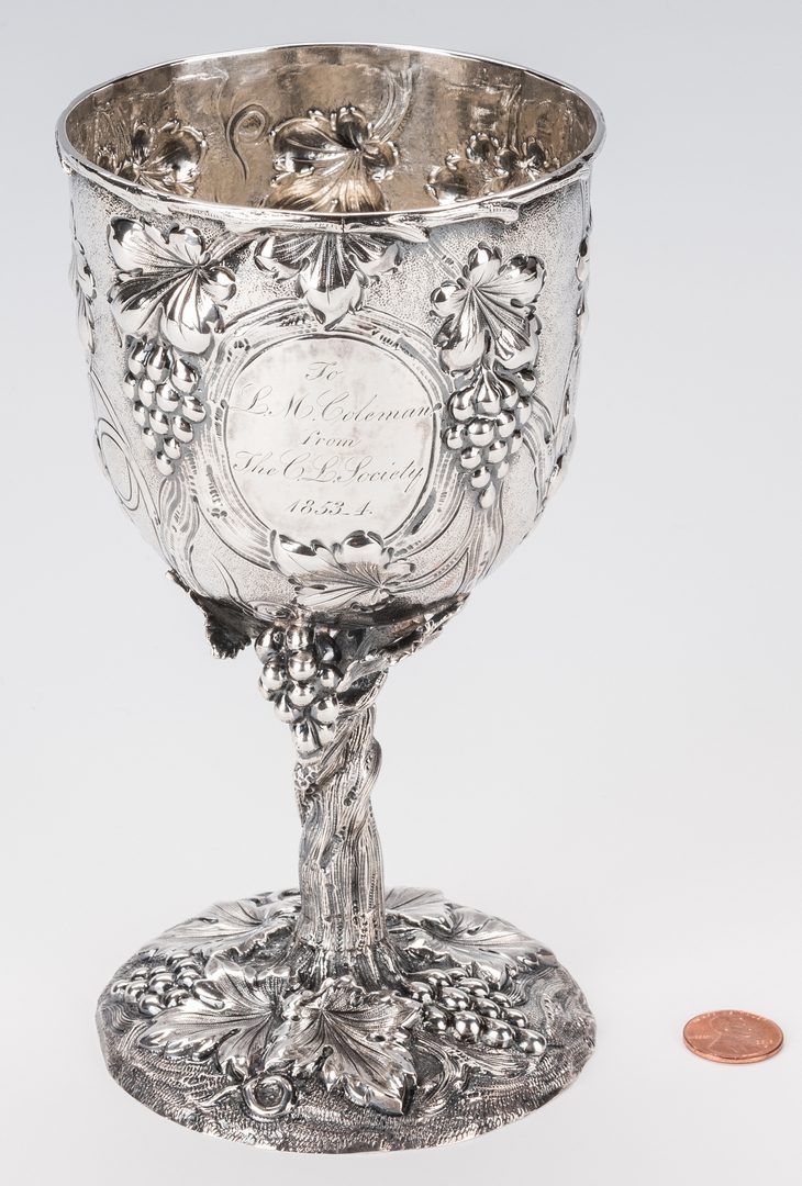 Lot 81: Mitchell & Tyler Coin Silver Presentation Goblet, Lewis Minor Coleman
