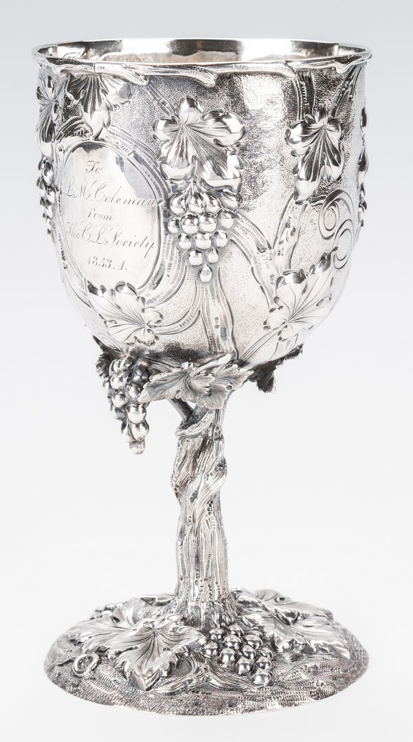 Lot 81: Mitchell & Tyler Coin Silver Presentation Goblet, Lewis Minor Coleman