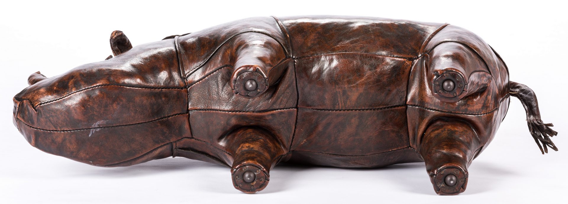 Lot 833: Abercrombie & Fitch Leather Rhino Footstool