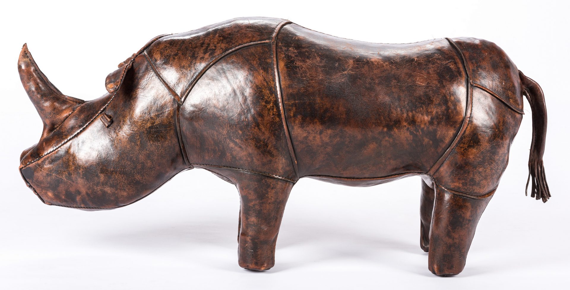 Lot 833: Abercrombie & Fitch Leather Rhino Footstool