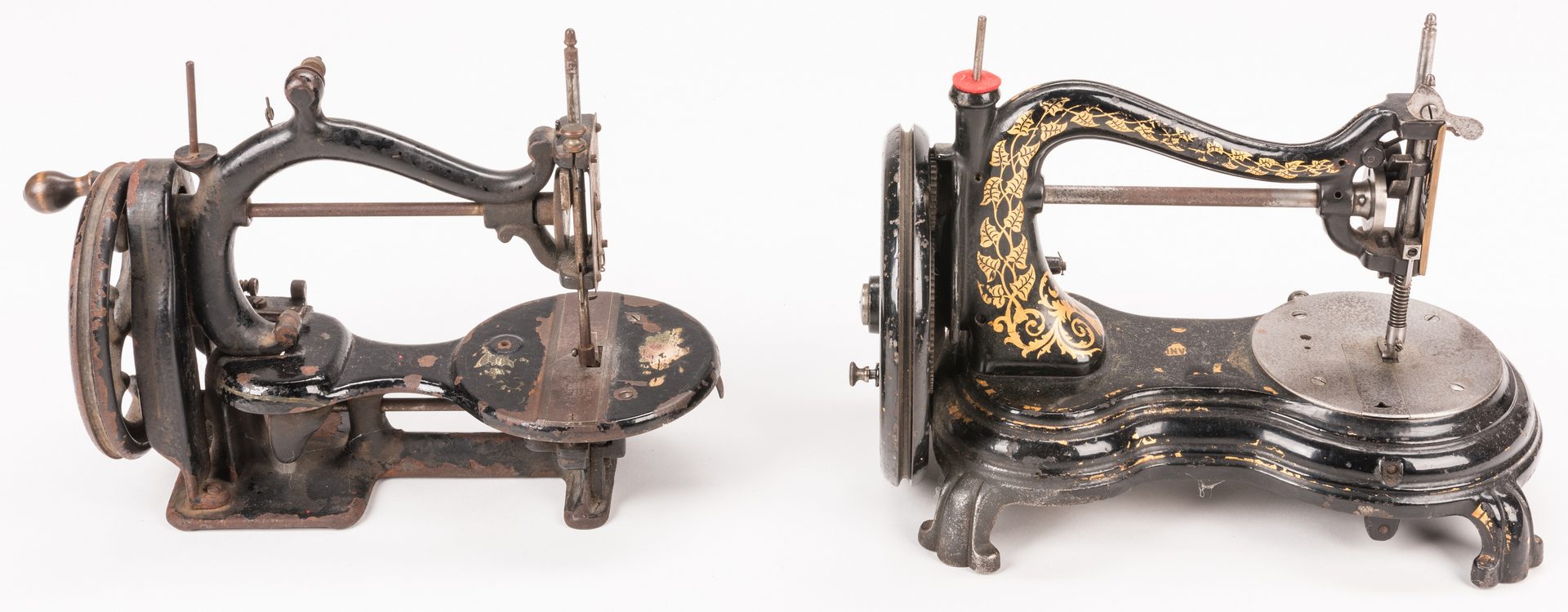Lot 843: Four 19th c. Cast Iron Sewing Machines