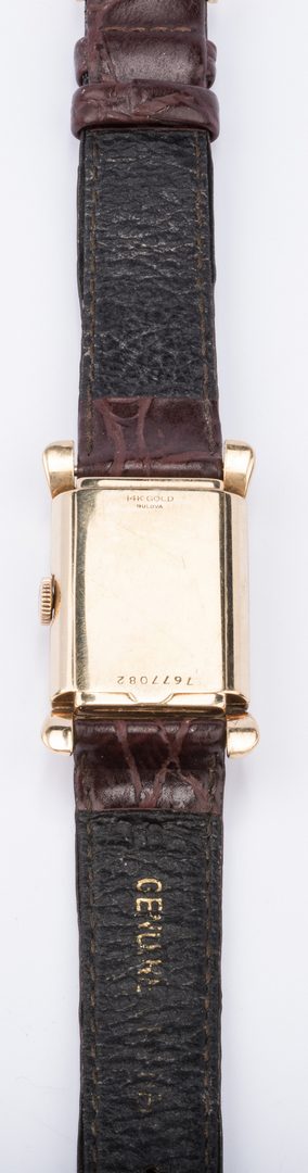 Lot 856: 14K Bulova Case Watch with leather strap