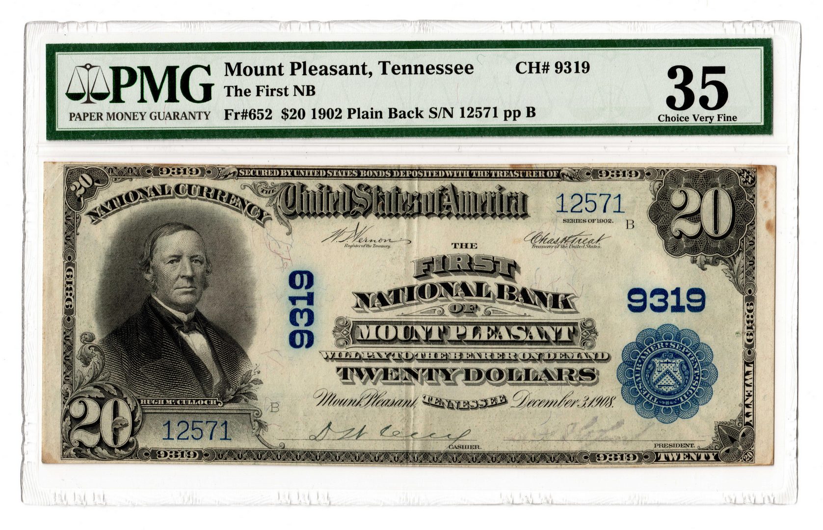 Lot 882: 1902 $20 First National Bank of Mt. Pleasant
