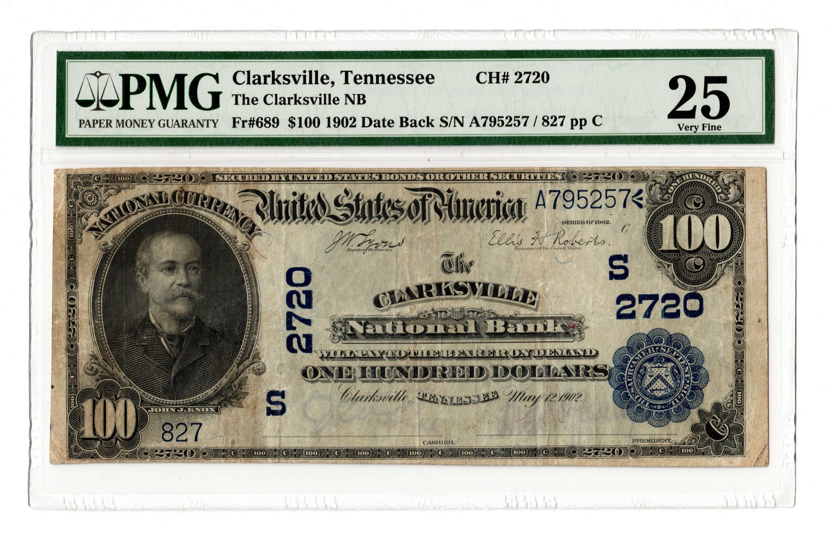 Lot 883: 1902 $100 Clarksville National Bank, TN National B