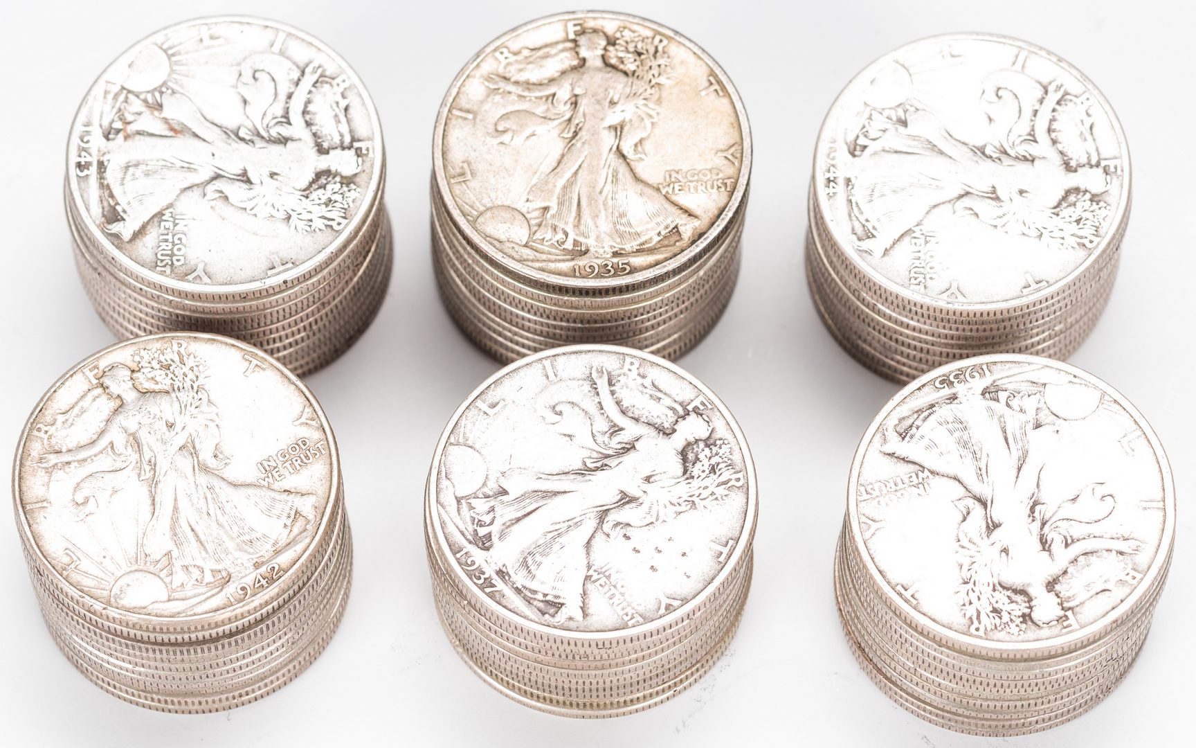 Lot 894: 68 U.S. Silver Half Dollars (1876-1947)
