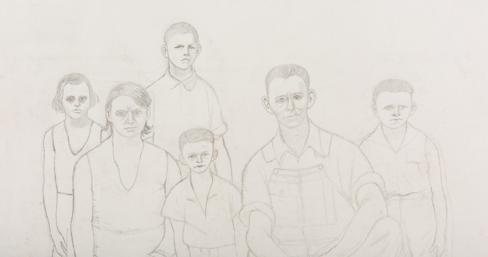 Lot 104: Carroll Cloar Drawing, Fillmore Crimm Family