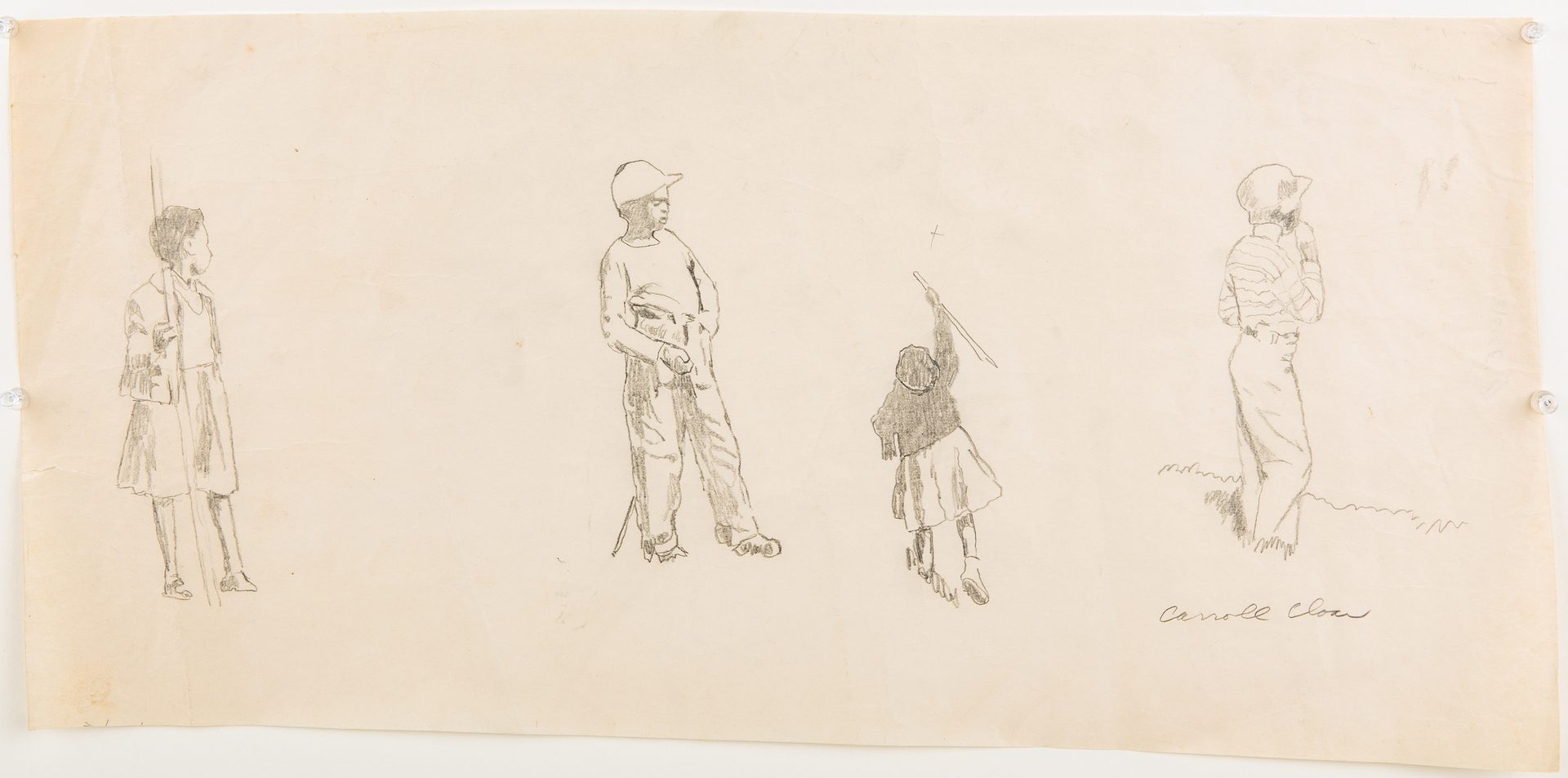 Lot 105: Carroll Cloar Drawing, Children at Play