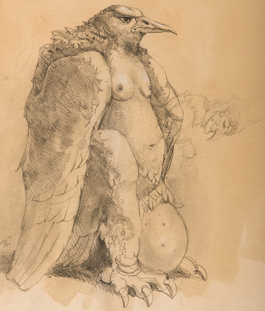 Lot 107: Werner Wildner Watercolor, Eagle
