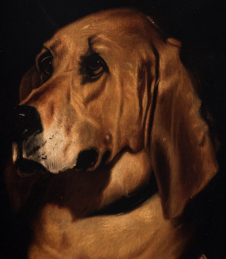 Lot 108: American School Oil on Canvas of Hound & Terrier, after Landseer