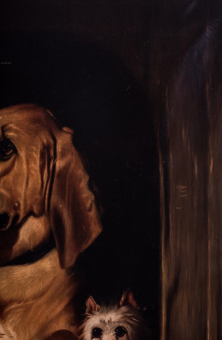 Lot 108: American School Oil on Canvas of Hound & Terrier, after Landseer