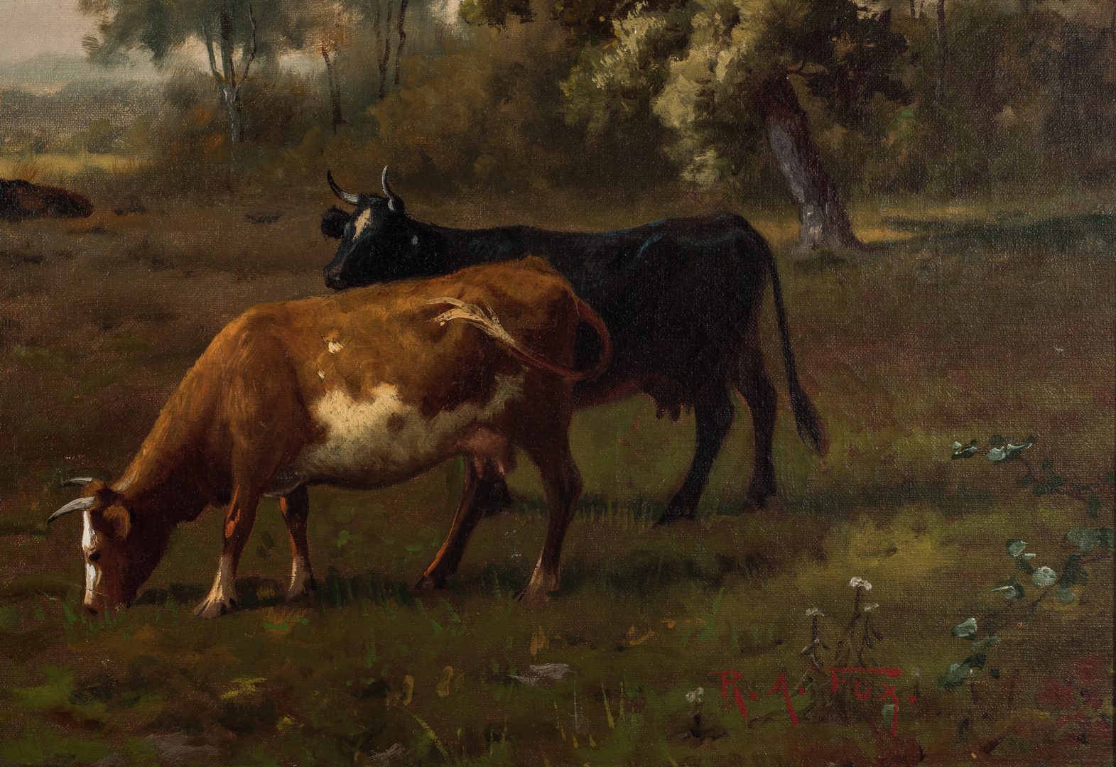 Lot 110: Robert Atkinson Fox, O/C, Cows in Meadow