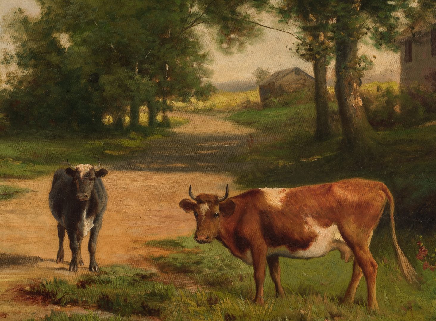 Lot 111: Robert Atkinson Fox, O/C, Cows on Country Road