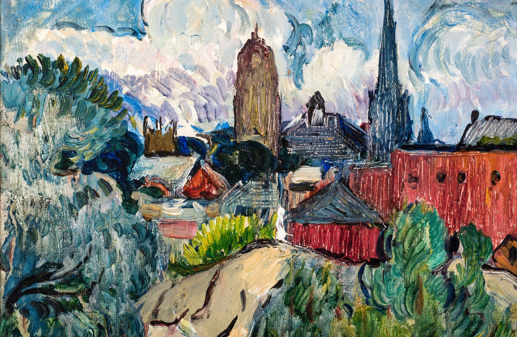 Lot 114: Hayley Lever O/C, View of Boston