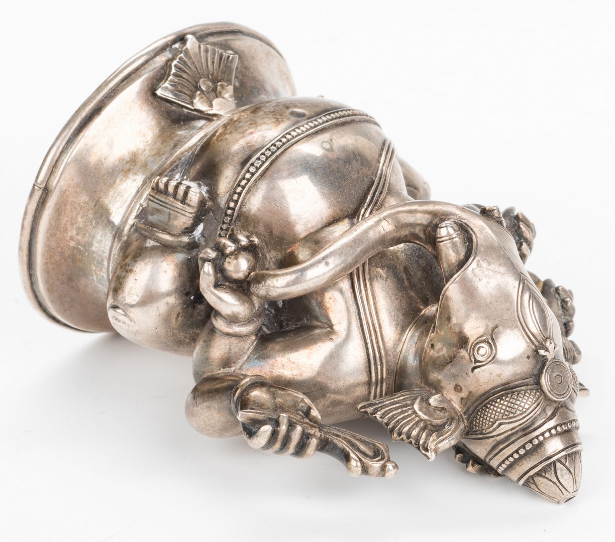 Lot 11: Ancient Chinese Bronze Figure; Tibetan Silver Elephant/Buddha Figure