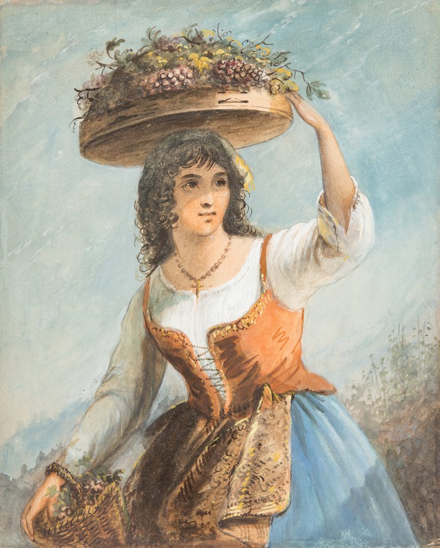 Lot 123: Alfred Jacob Miller, Watercolor of a Woman