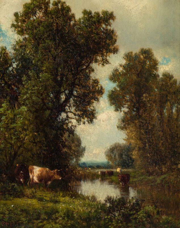 Lot 124: William Hart Oil Landscape with Cattle