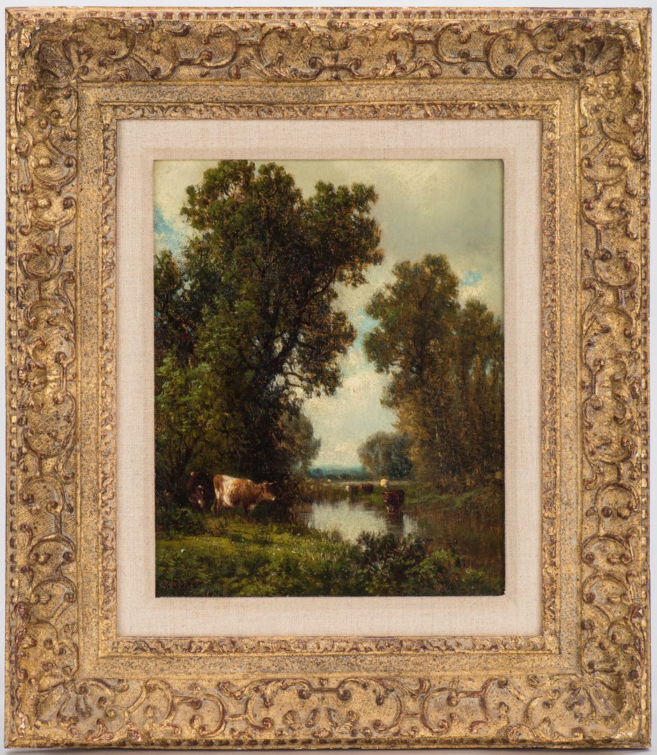 Lot 124: William Hart Oil Landscape with Cattle