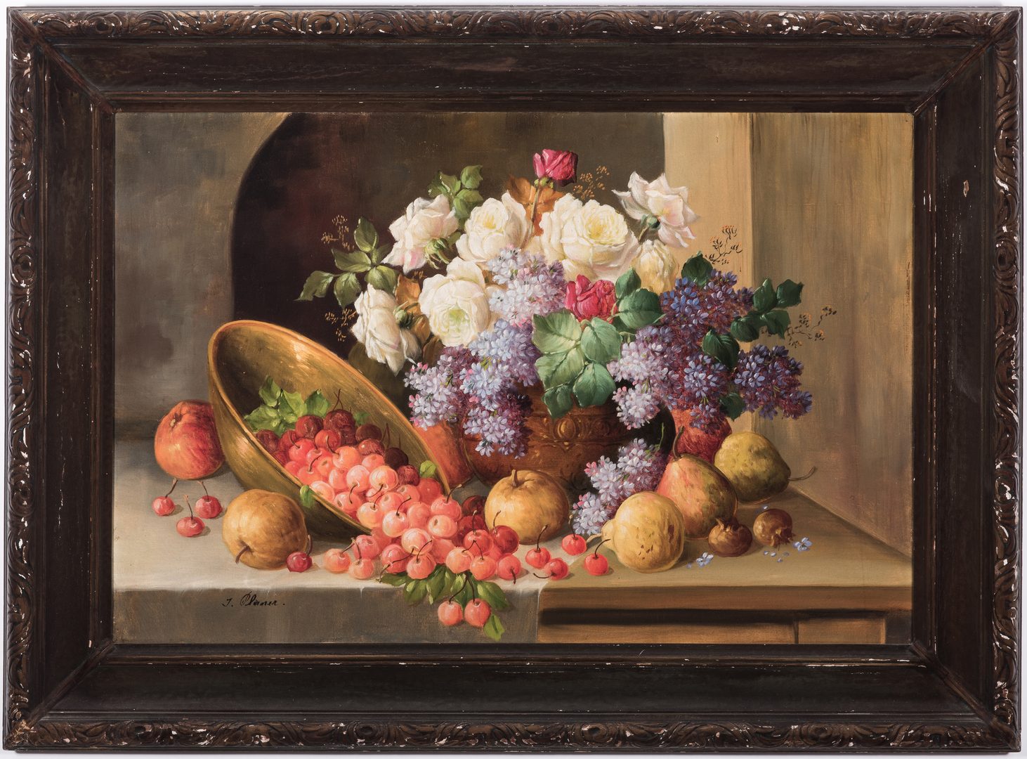 Lot 126: Josef Planer, O/C Floral, Fruit Still Life