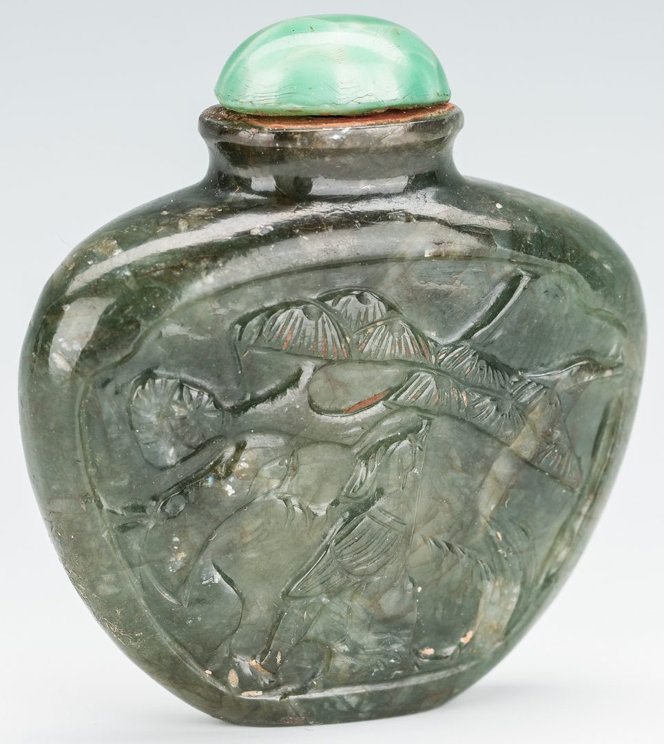 Lot 12: Chinese Carved Jade Boulder and Snuff Bottle
