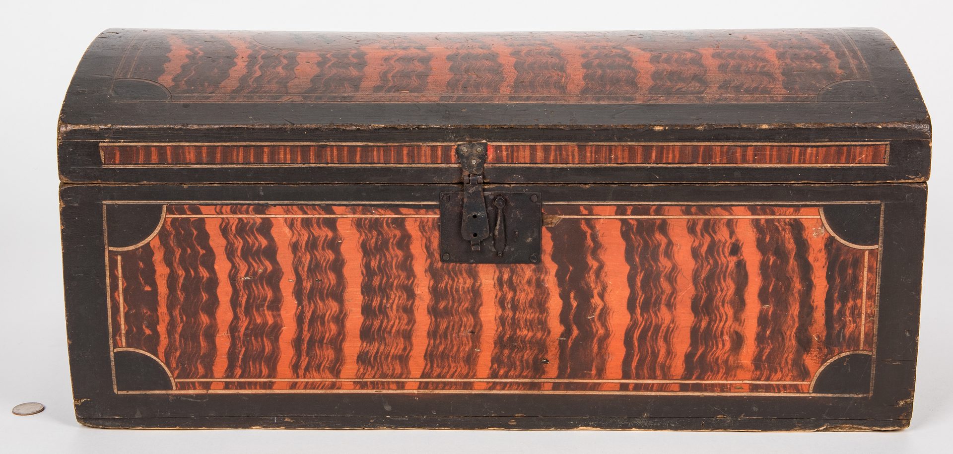 Lot 132: New England Grain Painted Dome-top Chest