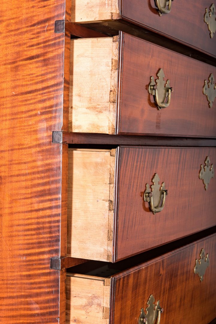 Lot 137: Tiger Maple Chest on Chest, NH Provenance
