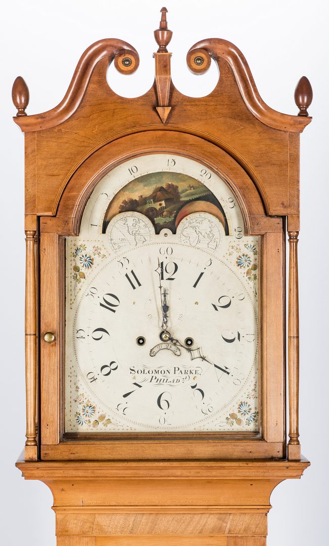 Lot 140: Soloman Parke Federal Inlaid Tall Clock