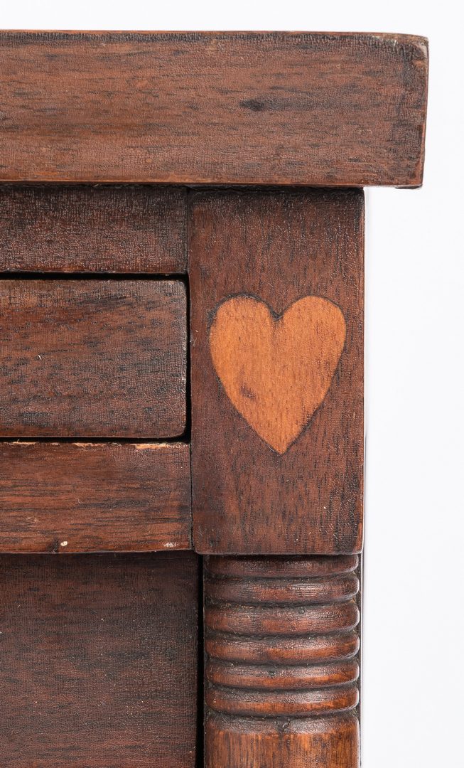 Lot 154: East TN Miniature Chest, Inlaid Hearts and Diamonds