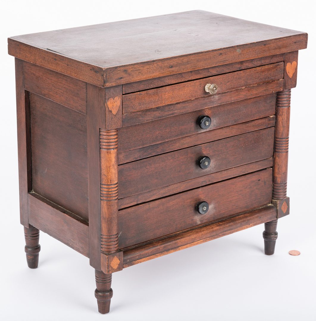 Lot 154: East TN Miniature Chest, Inlaid Hearts and Diamonds