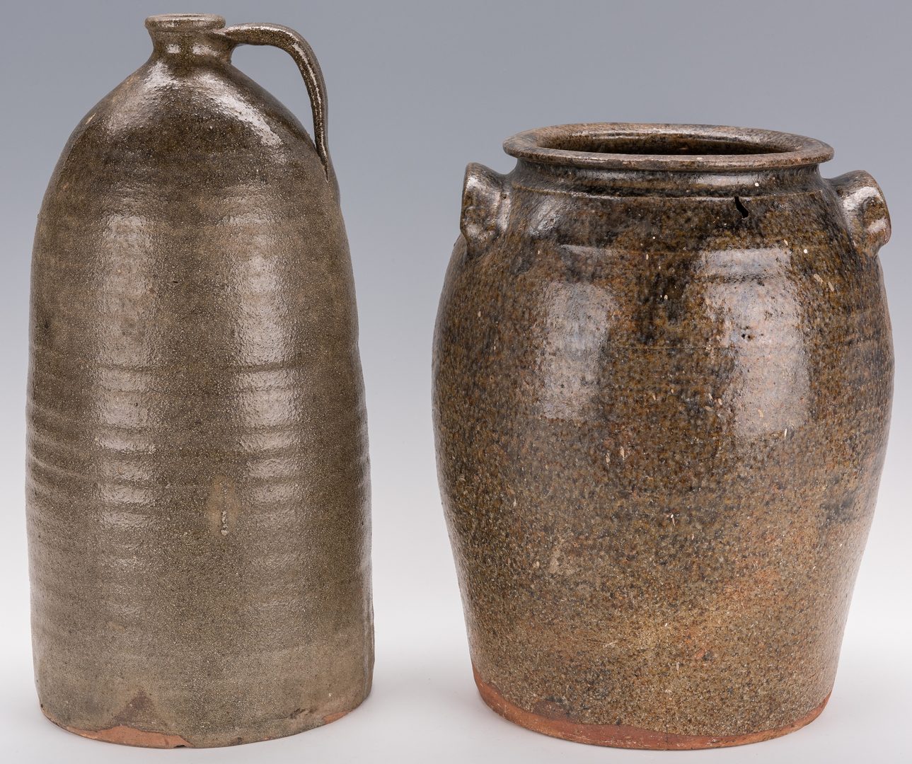 Lot 169: 2 Western NC Alkaline Glazed Pottery Jars