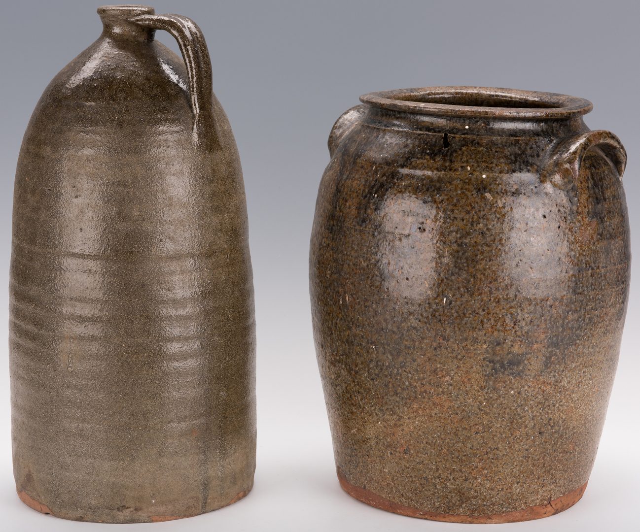 Lot 169: 2 Western NC Alkaline Glazed Pottery Jars