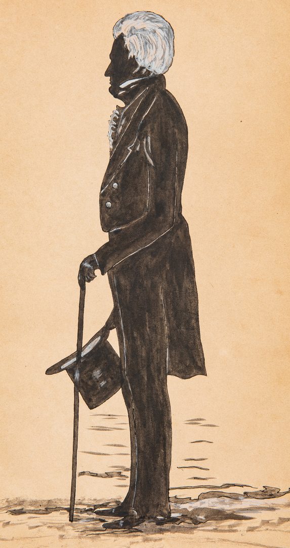 Lot 182: Watercolor and gouache silhouette of Andrew Jackson