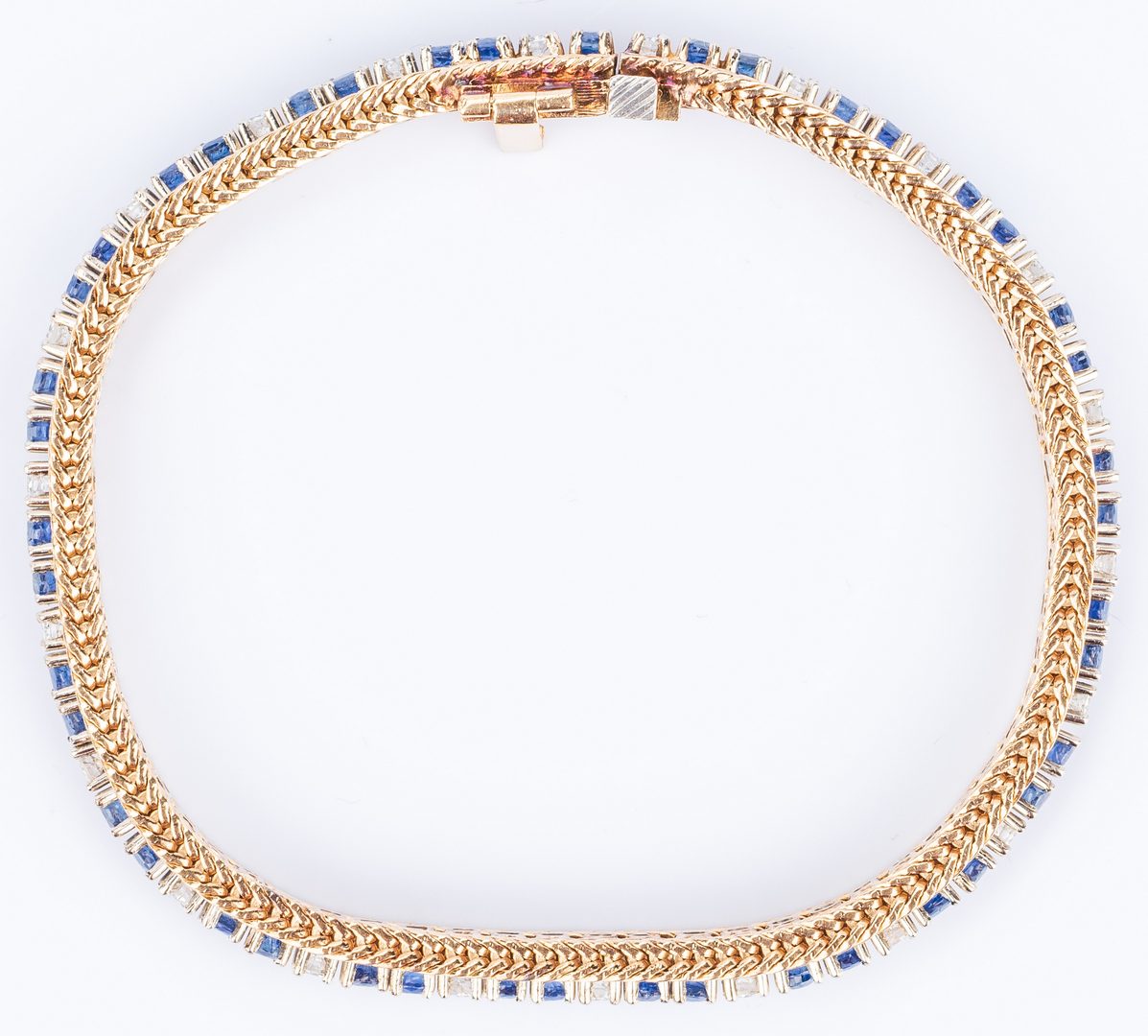 Lot 194: 14K Sapphire & Diamond Line Bracelet