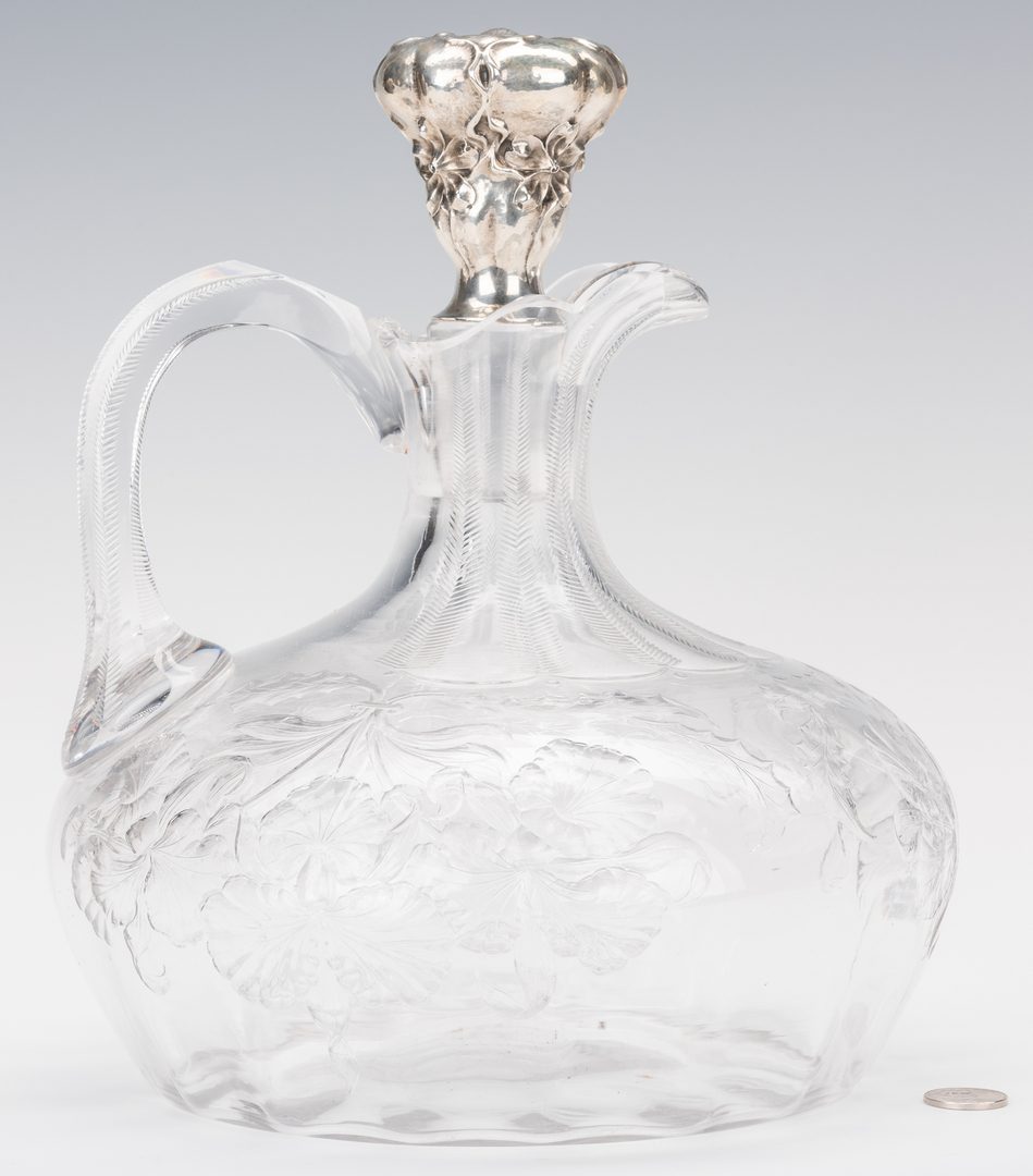Lot 230: Hawkes glass pitcher; Gorham Sterling stopper