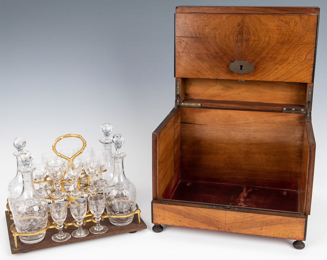 Lot 233: European Tantalus or Portable Liqueur Cabinet